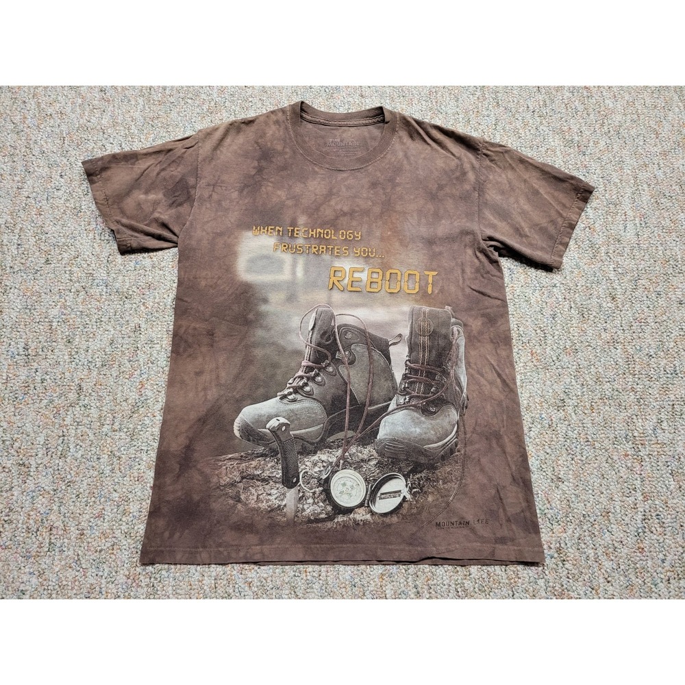 The Mountain‎ Shirt Mens Medium Brown Tie Dye Hiking Camping Outdoors Rugged EDC